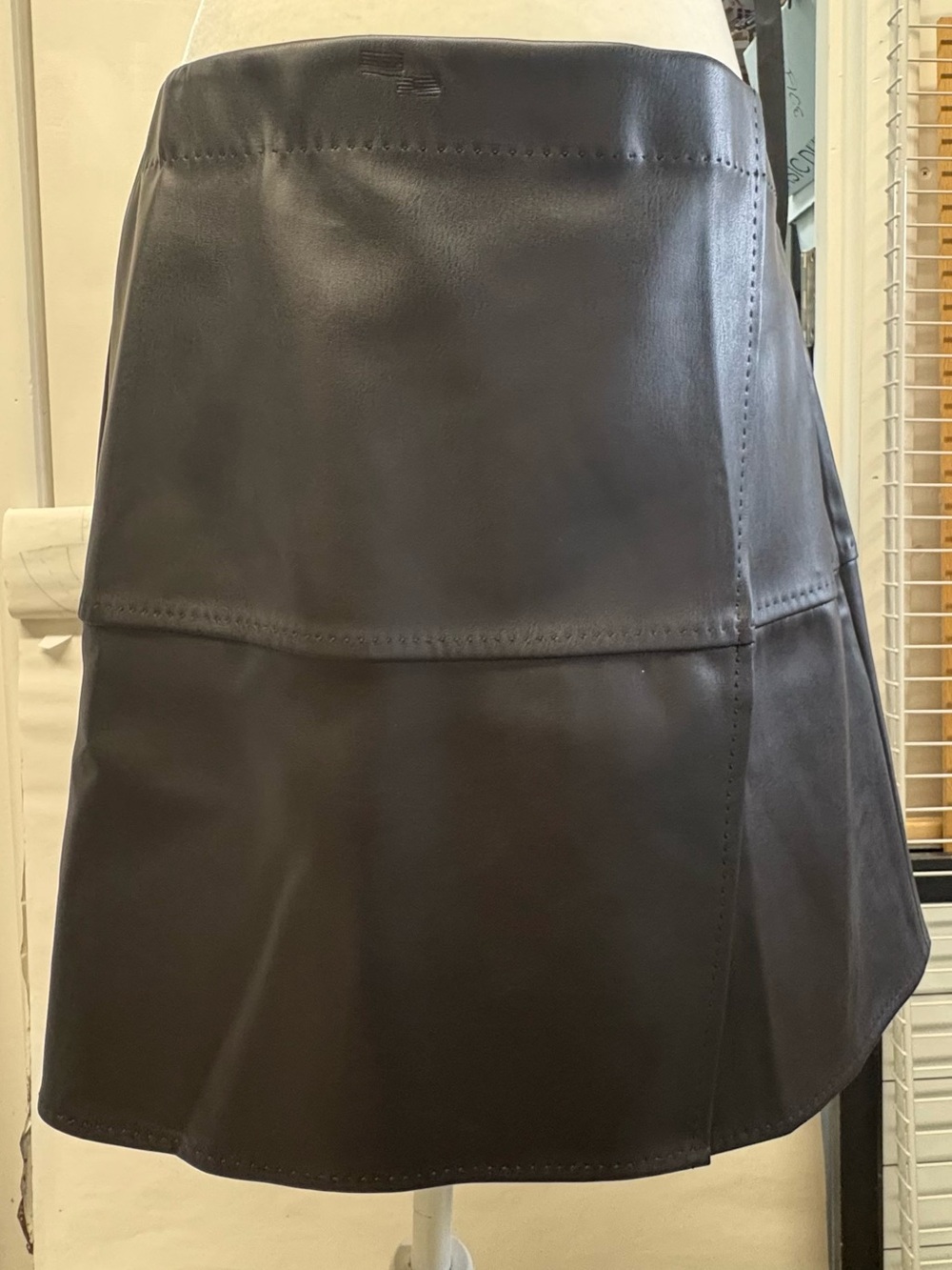 Women's Black Faux Leather A-Line Skirt